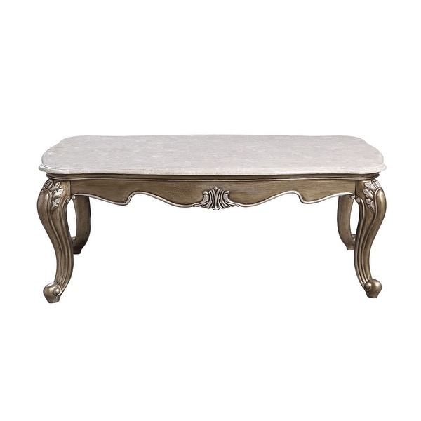 Rectangular Marble Coffee Table in Antique Bronze Finish - Antique