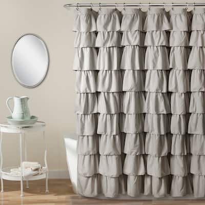 Lush Decor Ruffled Solid Color Shower Curtain