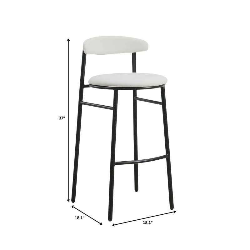 Upholstered Leather Bar Stool Accent Kitchen Chair Lume Collection Set of 2