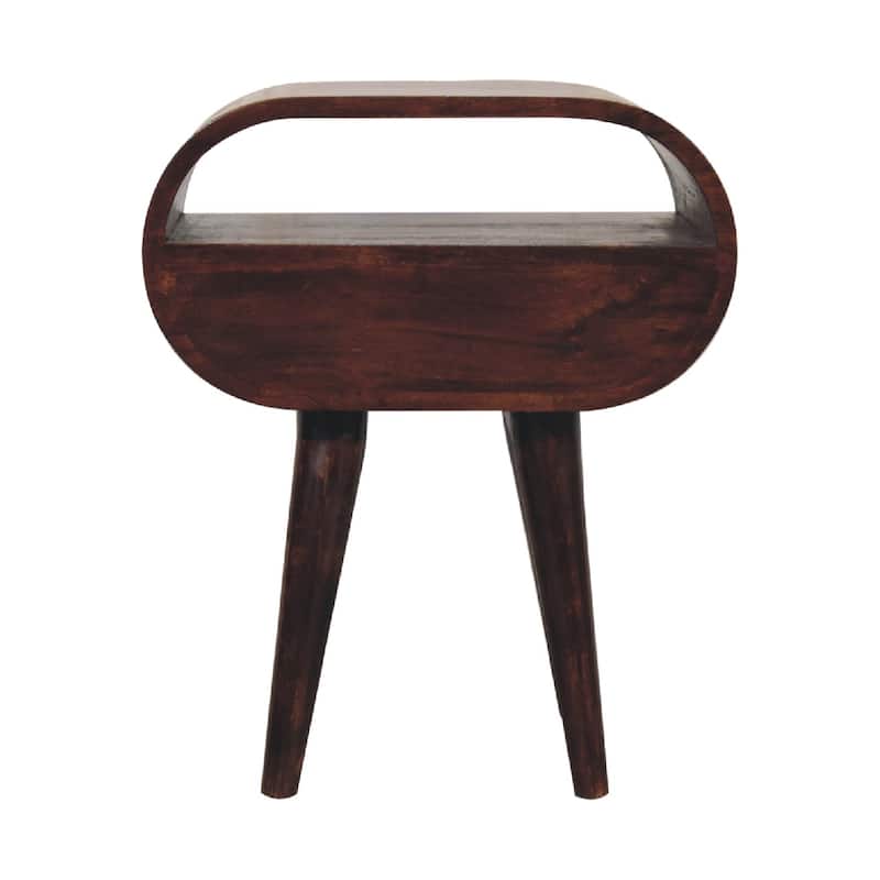 Artisan Furniture Solid Wood Light Walnut Circular Nightstand with Open Slot