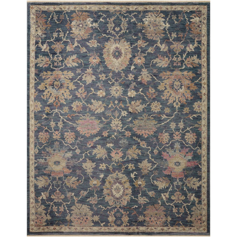 Alexander Home Jewel Boho Distressed Vintage Area Rug - 2' 7" x 8' - Navy / Rust