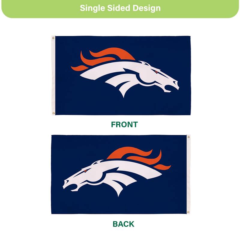Denver Broncos Single Sided Flag w/ 2 Grommets, 3'x5'