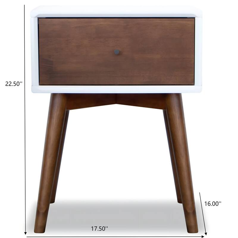 GDFStudio - Avery Mid-Century Modern Solid Wood Night Stand with 1 Drawer
