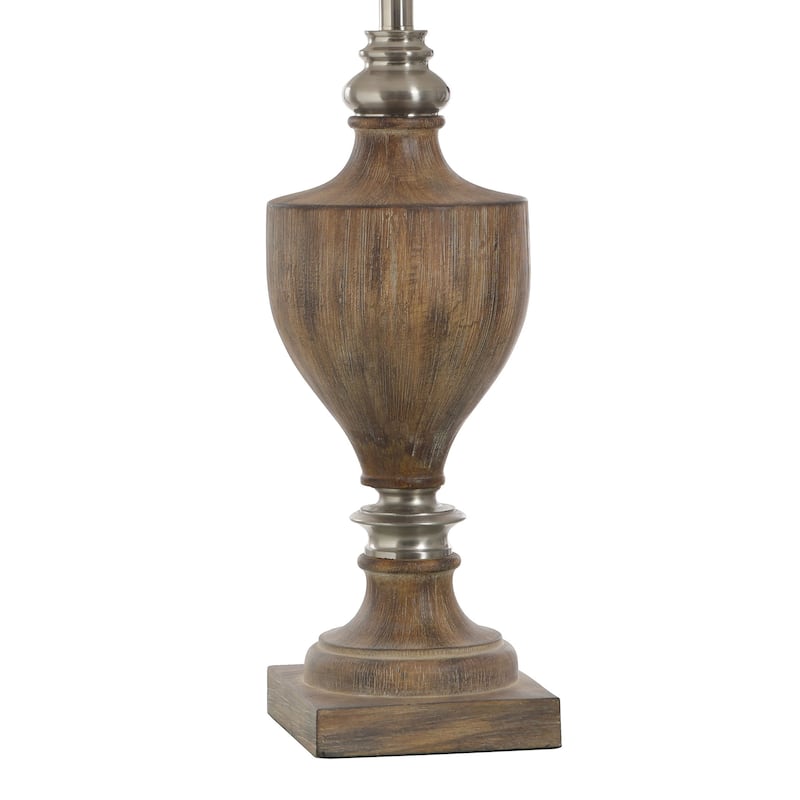 Branson Brushed Polyresin and Metal Table Lamp - White Linen Shade