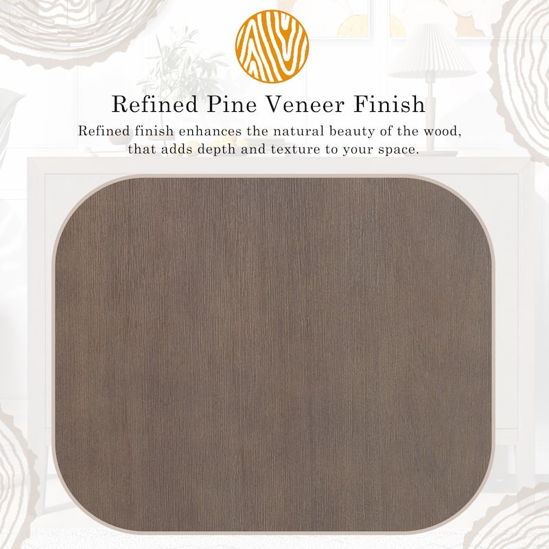 47.25"Sideboard with Pine Veneer and 2 Doors, Retro Buffet with Adjustable Feet, Wooden Storage Cabinet with Metal Handles