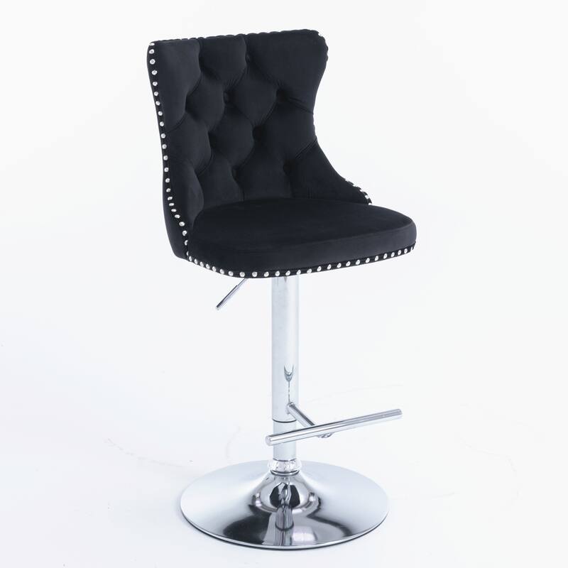 Modern Upholstered Swivel Barstools with Adjusatble Seat Height,Set of 2