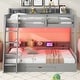 preview thumbnail 12 of 16, Twin Over Full LED Bunk Bed with Shelving, Charging Station & Storage Drawer