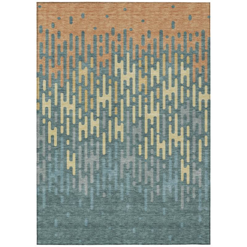 Machine Washable Indoor/ Outdoor Modern Kingman Chantille Rug