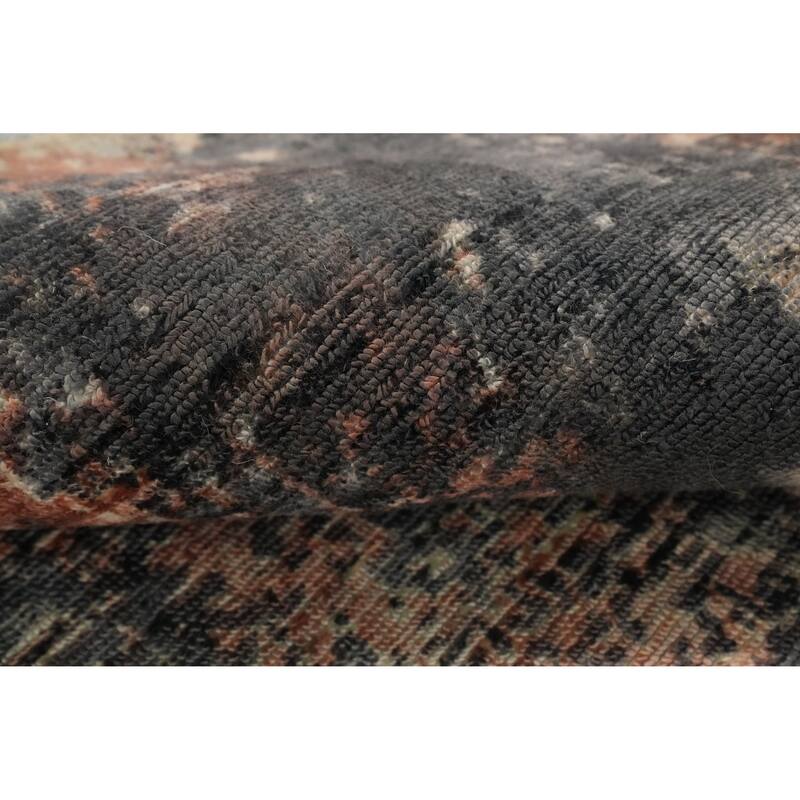 Hand Knotted Oriental Viscose Silk Carpet Modern All-Over Oranges & Rust Abstract Area Rug - 8' 0'' X 5' 7''
