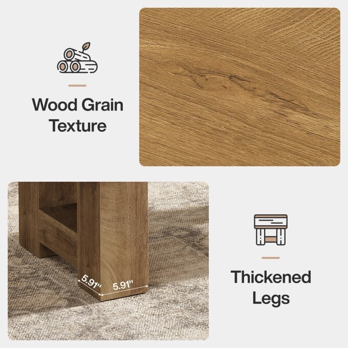 47.24-Inch Coffee Table with Drawer, Rustic Wooden Center Table