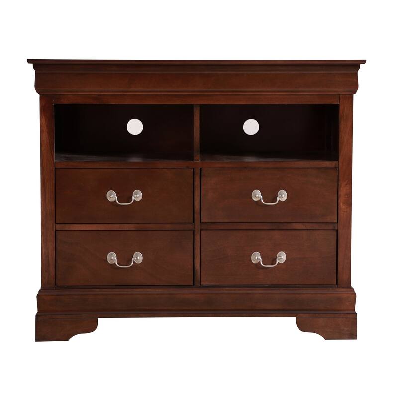 4-Drawer Wooden TV Media Chest - 42" - Dark Brown