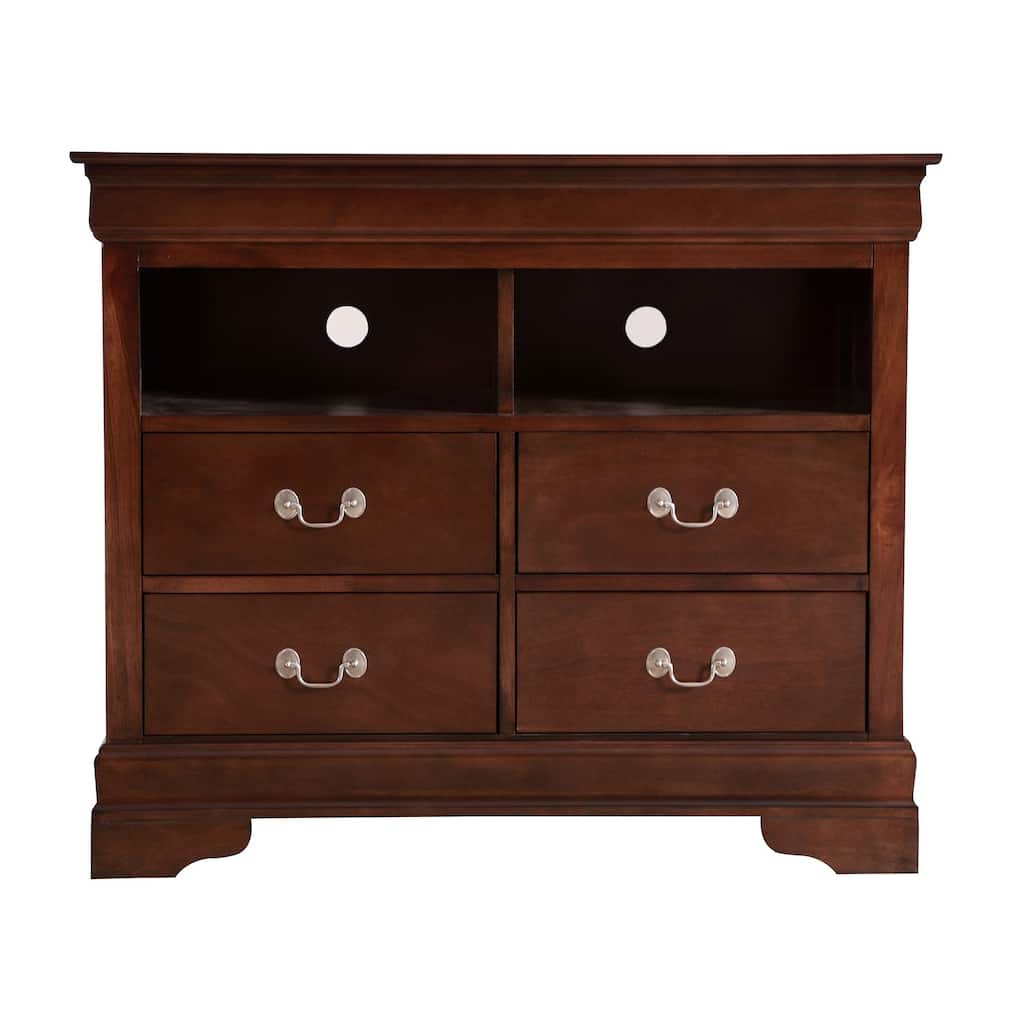 4-Drawer Wooden TV Media Chest - 42" - Dark Brown