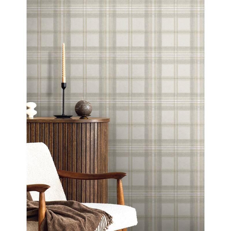 Harry & Grace Herringbone Plaid Premium Matte Non-Woven Peel and Stick Wallpaper
