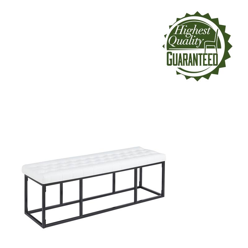 Porthos Home Ellie Faux Leather Accent Bench with Metal Frame Base
