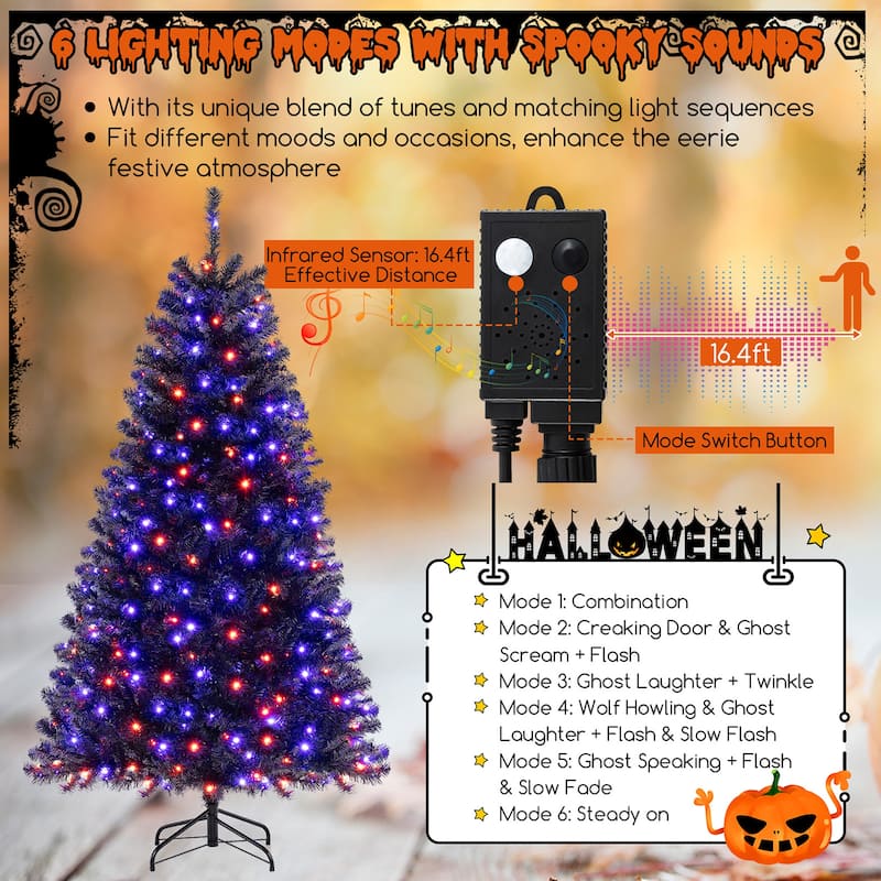 Gymax 6/7/8 Halloween Tree Artificial Decoration Tree w758/1040/1408 - See Details