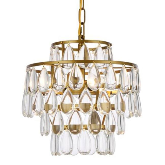 Elegant Lighting 1102D12 Mila 3 Light 12" Wide Crystal Pendant with