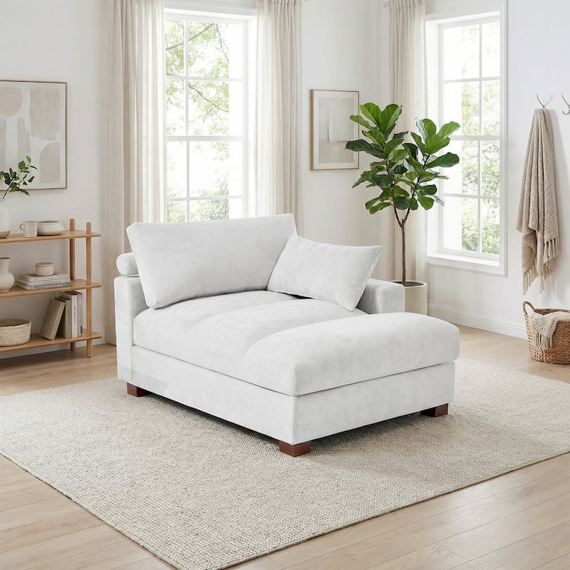 Modern Corduroy L-Shaped Sofa Chaise Lounge Couch
