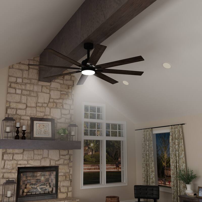 72-Inch Ceiling Fan with Dual-Tone Blades and 3-Color LED Light