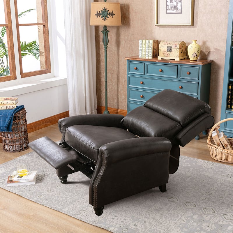 Armchair Pushback Club Recliner with Rivet Decoration