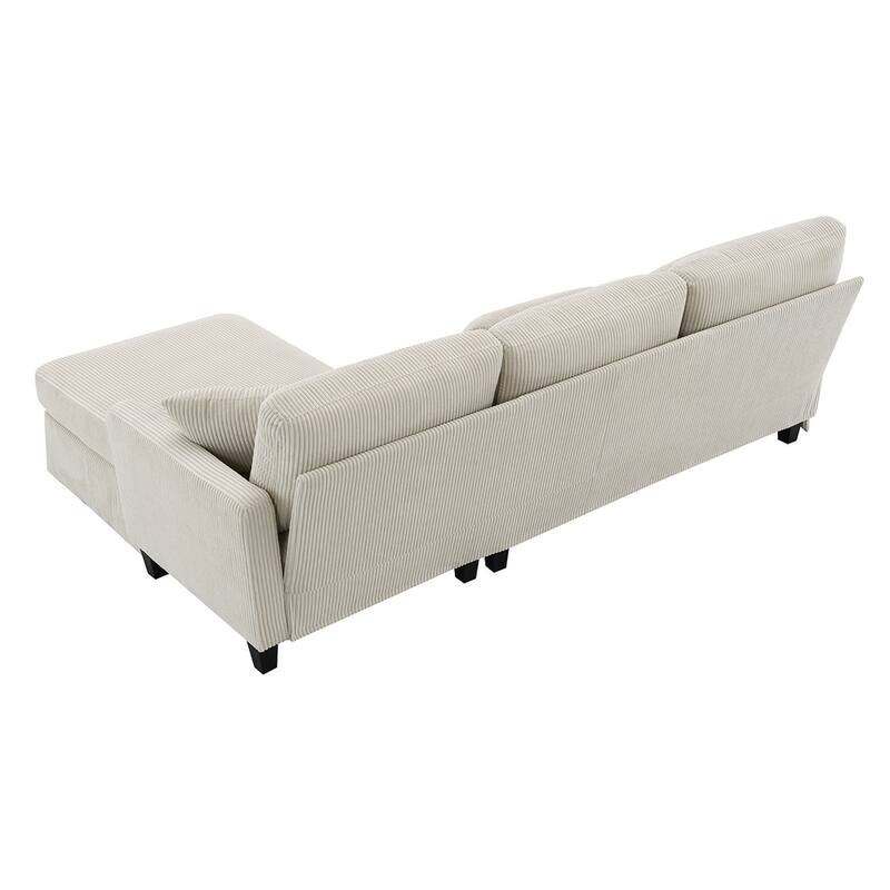 Modern L-shaped Corduroy Sofa with Reversible Chaise,4-seat