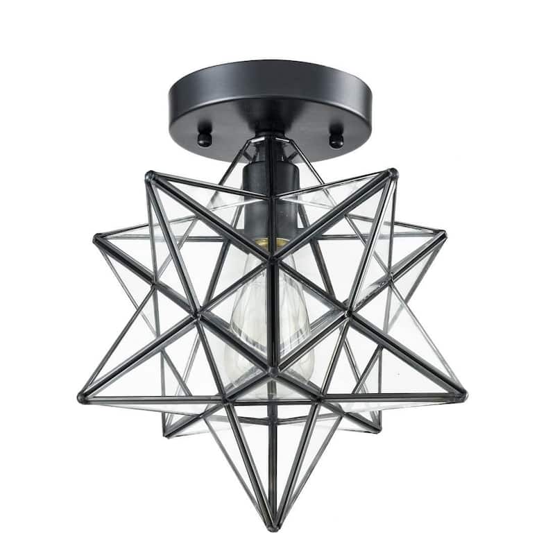 Feltre Industrial Moravian Star Ceiling Light with Clear Glass 12 Inches