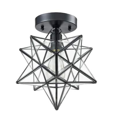 Feltre Industrial Moravian Star Ceiling Light with Clear Glass 12 Inches
