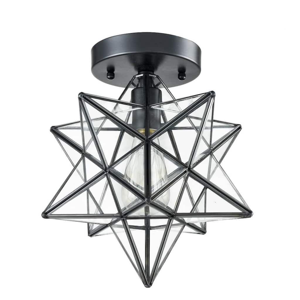Feltre Industrial Moravian Star Ceiling Light with Clear Glass 12 Inches