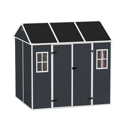 8*7ft Outdoor Storage Shed, Outdoor Shed with Two-Window and Double-Door, Plastic Shed with Floor