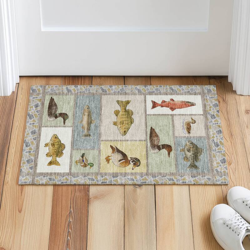 Machine Washable Indoor/ Outdoor Cabin Lodge Chantille Rug