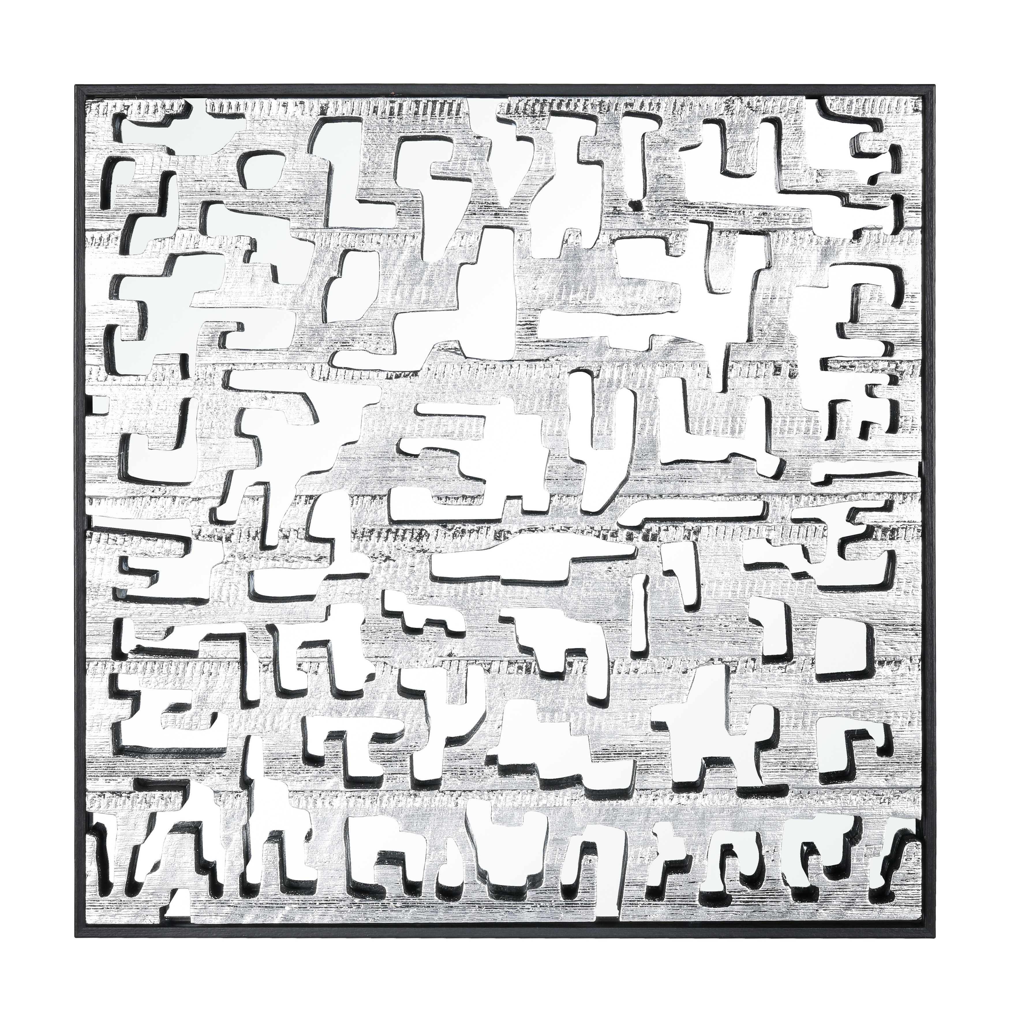 Elk Home Mapped Silver Wood Composite 23.5 Inch Wide Wall Art