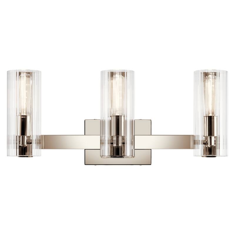 Jemsa 22.75 in. 3-Light Bathroom Vanity Light with Clear Fluted Glass