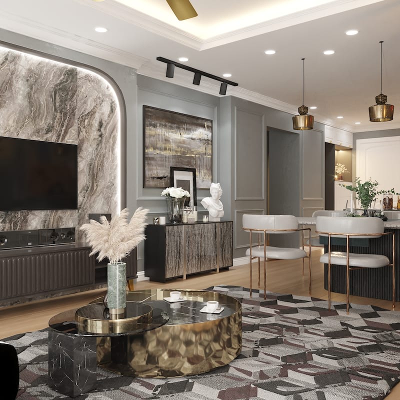 Stylish Storage Buffet: Ample Shelving and a Contemporary Design for Organized Dining Areas