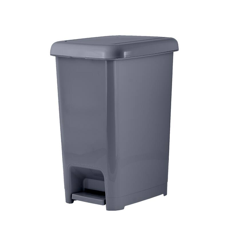 Superio 10.5 Gal Slim Pedal Step On Trash Can, Grey