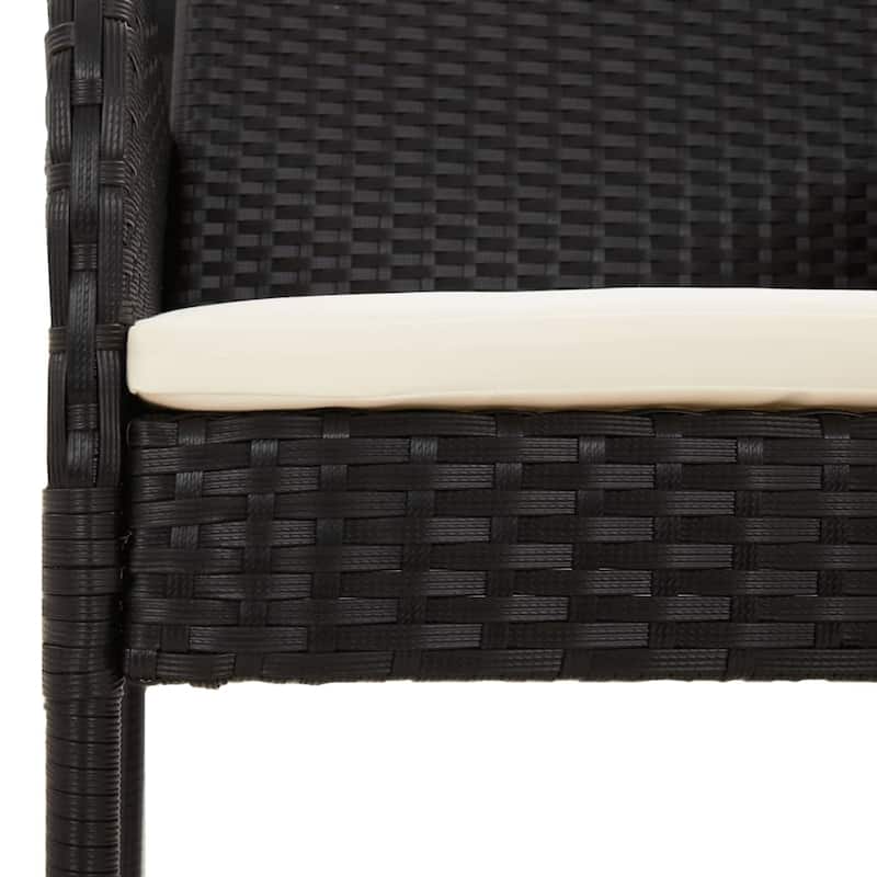 vidaXL Patio Chairs with Cushions 2 pcs Poly Rattan Black