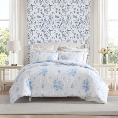 Laura Ashley Sophia Cotton Reversible Blue Duvet Cover Set