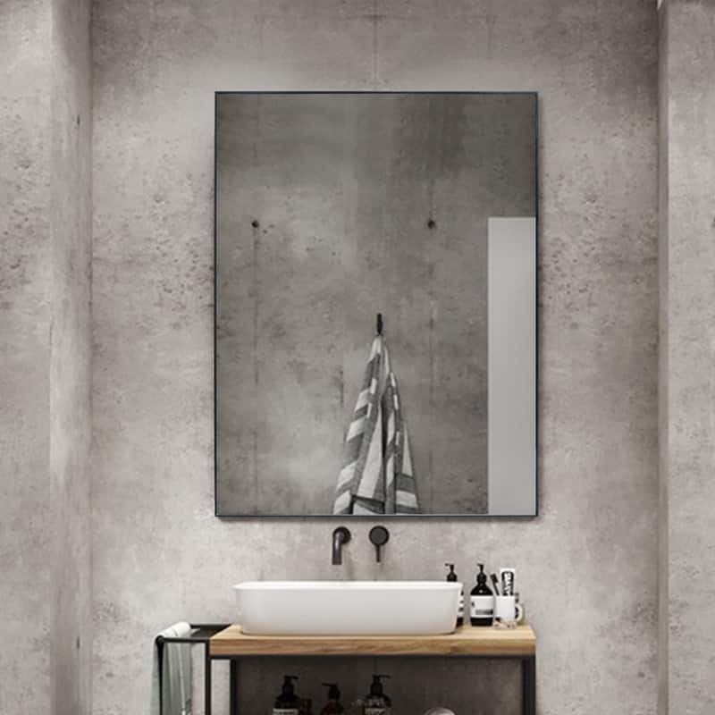 Vanta Thin Profile Metal Framed Wall Mounted Vanity Bathroom Mirror with Dual Mounting Brackets