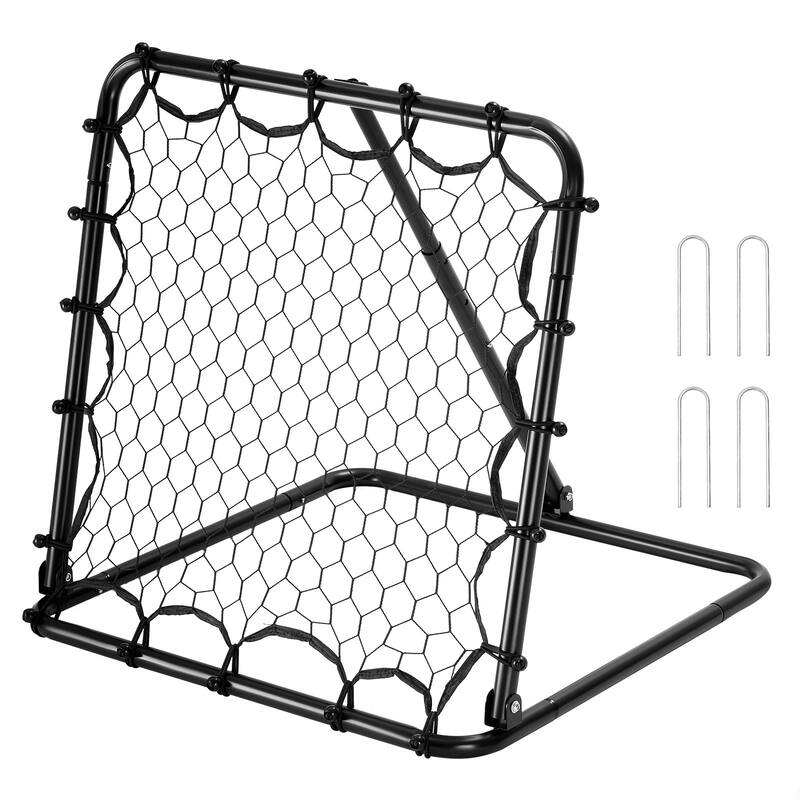 Black Iron Tube Soccer Rebounder Net, 2x2 Mesh, Adjustable Angle, Foldable and Portable - Black