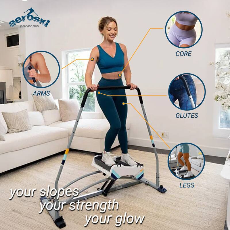 Aeroski 2.0 Ski Fitness Workout Machine with Recoil Spring Resistance, Gray - 50