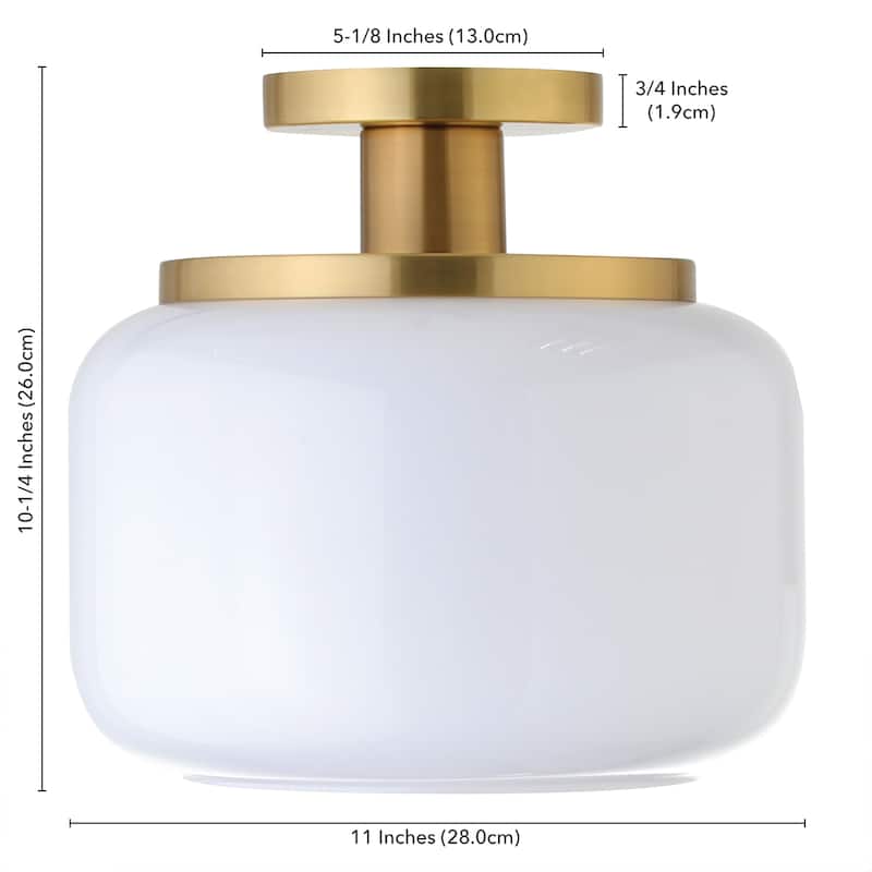 Tatum 11" Wide Semi Flush Mount with Glass Shade