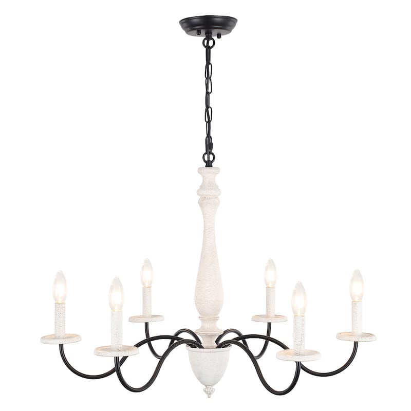 6-Light Rustic Farmhouse Chandelier Light for Bedroom Foyer Living Room