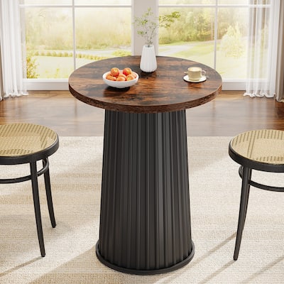 23 Inches Small Round Dining Table with Metal Base - 23.62"D x 23.62"W x 29.52"H