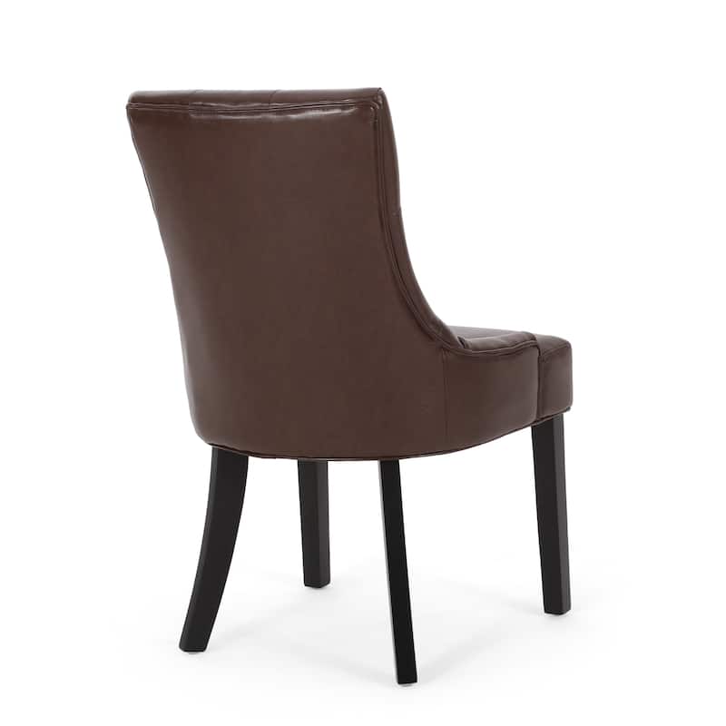 Set of 2 PU-Leather Upholstered Dining Chair with Tapered Legs