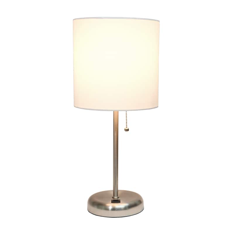 19.5" USB Port Feature Metal Lamp in Steel w Aqua Shade