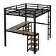 preview thumbnail 13 of 12, Loft Bed Frame with Ladder & Guardrails, Metal Loft Bed with L-Shaped Brown Desk & Storage Shelves for Kids, Teens, Dorm,Black