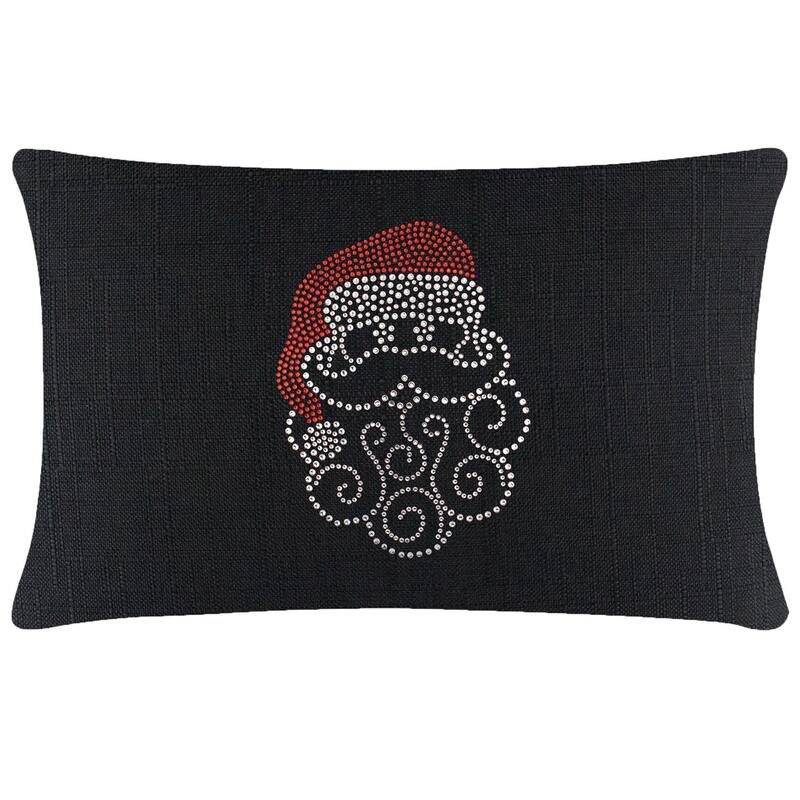 Sparkles Home Santa Rhinestone Pillow - Black - 14 x 14