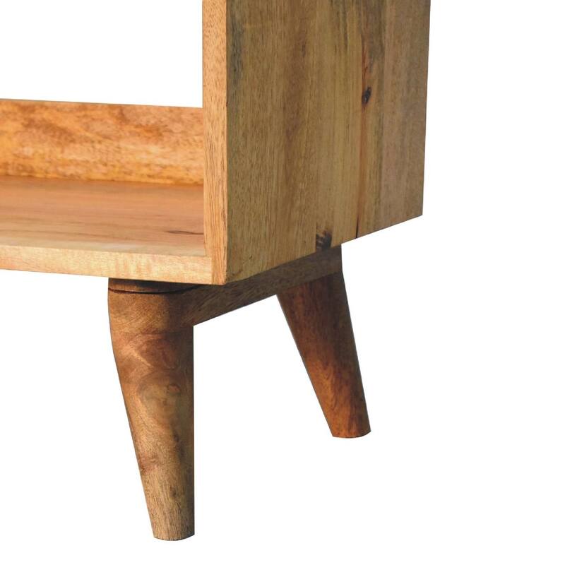 Artisan Furniture Oak-ish Nordic Storage Bench With Mud Linen, Brown with open storage and seat pad