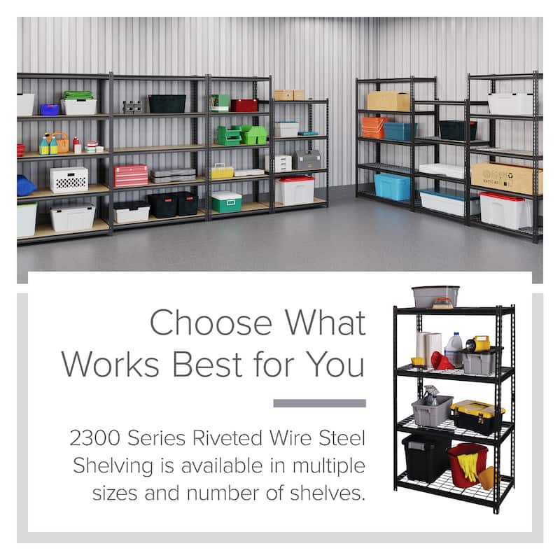 Iron Horse Wire Shelving Assorted Sizes 4 and 5 Shelf in Black