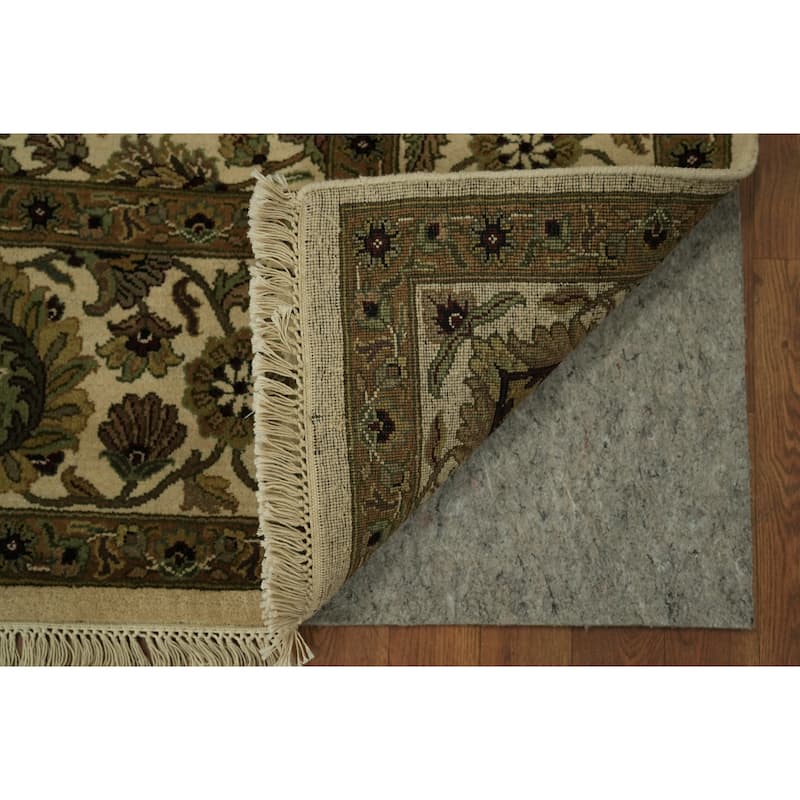 Hand Knotted Oriental 100% Wool Carpet Traditional All-Over Beige & Ivories Agra Area Rug - 9' 10'' X 8' 2''