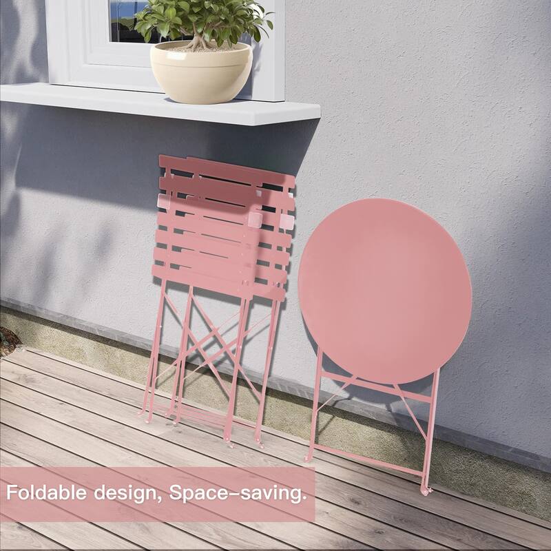 Outdoor 3-Piece Bistro Set, Foldable Patio Dining Sets, Rust-Resistant, Lightweight, Easy to Clean, for Balcony, Garden, Pool