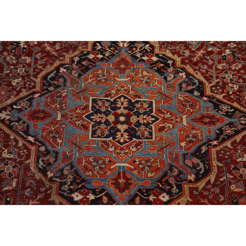 Antique Vegetable Dye Heriz Serapi Persian Wool Area Rug Hand-knotted - 11'7" x 15'10"